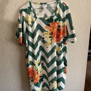 Lularoe Green Printed Carly Dress Size 3XL